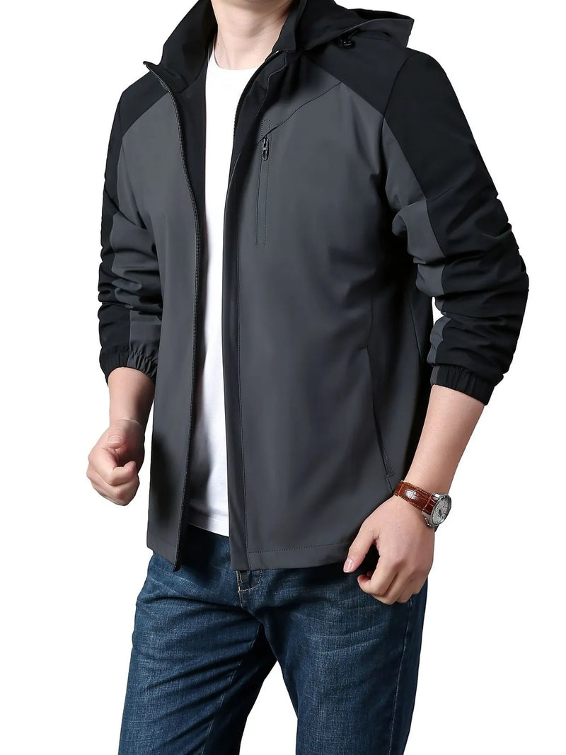 Men's hooded colorblock lightweight jacket