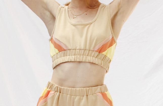 Ensemble short rétro | Débardeur color block et short à ourlet dauphin