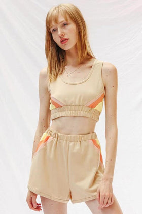 Ensemble short rétro | Débardeur color block et short à ourlet dauphin