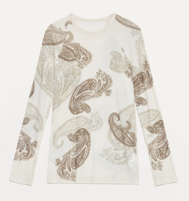 Cashew Flower Long-Sleeve Top & Skirt Set