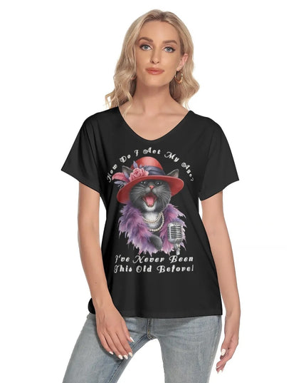 ActMyAge — Tee-shirt col V Femme à Message
