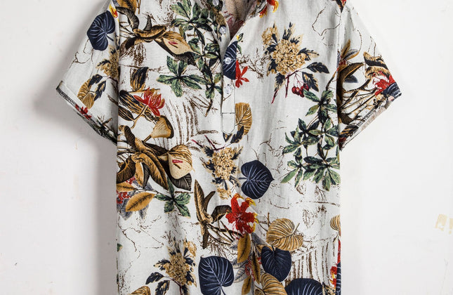 Slim shirt men contrast color printing shirt men