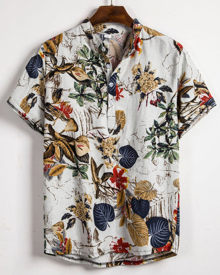 Slim shirt men contrast color printing shirt men