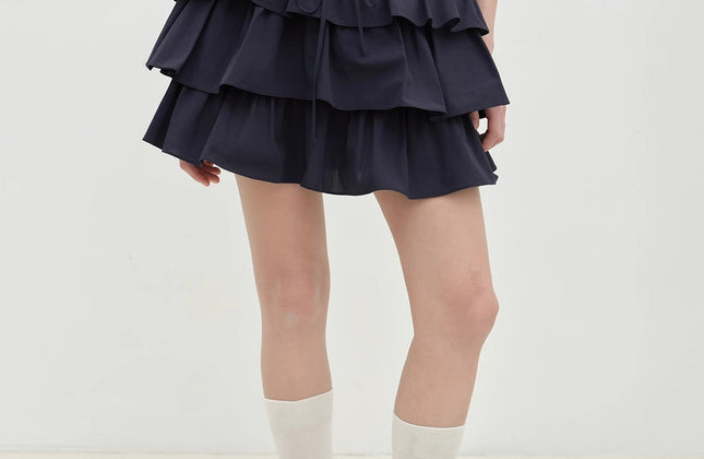 "Blueberry Cream" Pure Cotton Lace Cake Skirt | Anti-Exposure Design