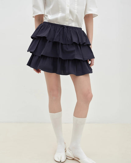 "Blueberry Cream" Pure Cotton Lace Cake Skirt | Anti-Exposure Design