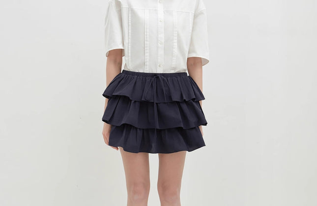 "Blueberry Cream" Pure Cotton Lace Cake Skirt | Anti-Exposure Design