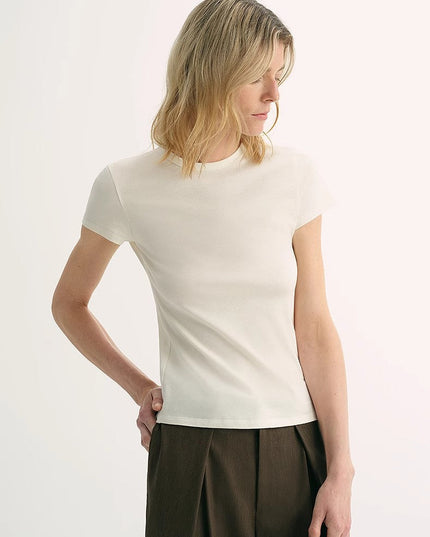 Women's LINDIS Wool & Mulberry Silk Round Neck T-Shirt — Luxury Slim Fit