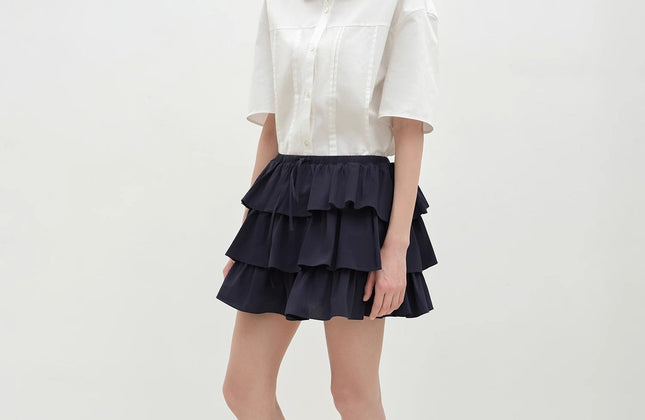 "Blueberry Cream" Pure Cotton Lace Cake Skirt | Anti-Exposure Design