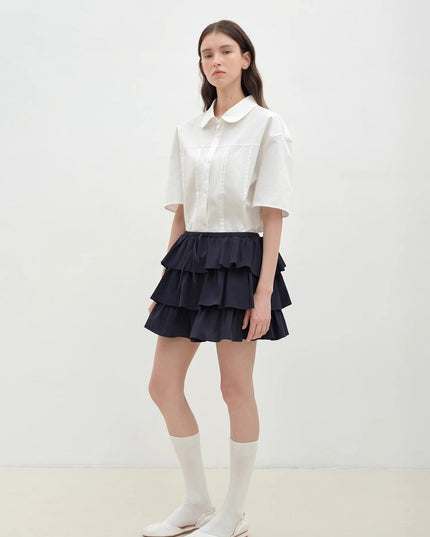 "Blueberry Cream" Pure Cotton Lace Cake Skirt | Anti-Exposure Design