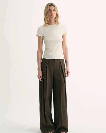 Women's LINDIS Wool & Mulberry Silk Round Neck T-Shirt — Luxury Slim Fit