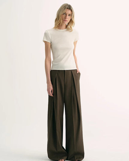 Women's LINDIS Wool & Mulberry Silk Round Neck T-Shirt — Luxury Slim Fit