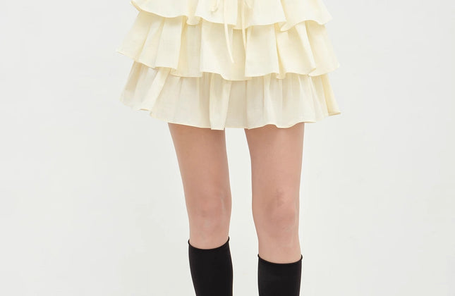 "Blueberry Cream" Pure Cotton Lace Cake Skirt | Anti-Exposure Design