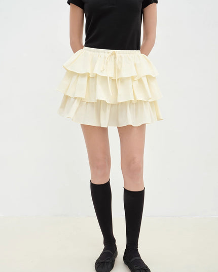 "Blueberry Cream" Pure Cotton Lace Cake Skirt | Anti-Exposure Design