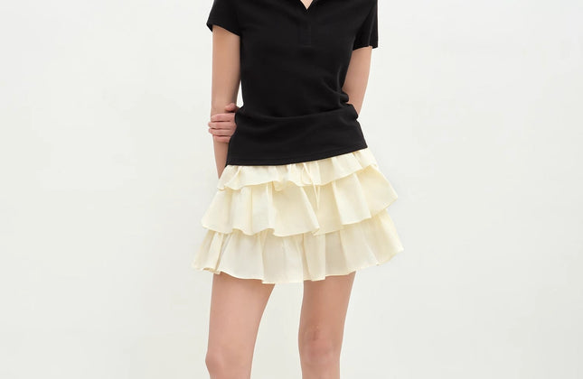 "Blueberry Cream" Pure Cotton Lace Cake Skirt | Anti-Exposure Design