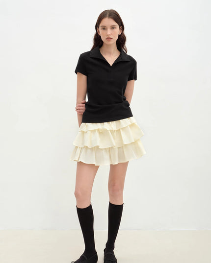 "Blueberry Cream" Pure Cotton Lace Cake Skirt | Anti-Exposure Design