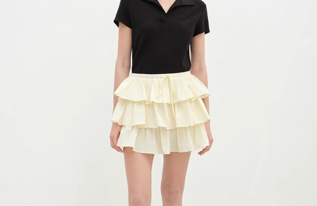 "Blueberry Cream" Pure Cotton Lace Cake Skirt | Anti-Exposure Design