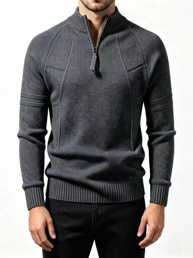 Men's quarter-zip ribbed knit sweater
