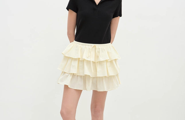 "Blueberry Cream" Pure Cotton Lace Cake Skirt | Anti-Exposure Design