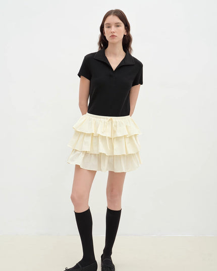 "Blueberry Cream" Pure Cotton Lace Cake Skirt | Anti-Exposure Design