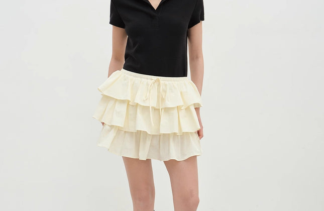 "Blueberry Cream" Pure Cotton Lace Cake Skirt | Anti-Exposure Design