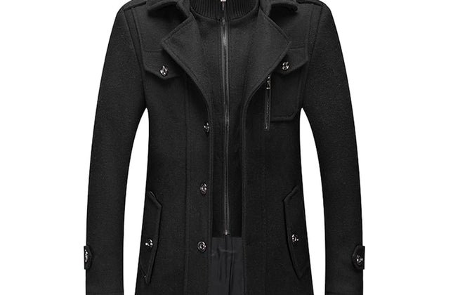 Custom Made Black Trench Coat Men Double Breasted Winter Overcoat Men Long Coat