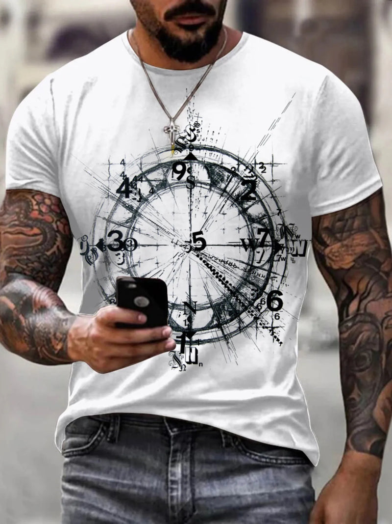 Men's compass graphic round neck t-shirt