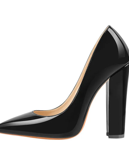 Pointed Toe Block Heel Pumps