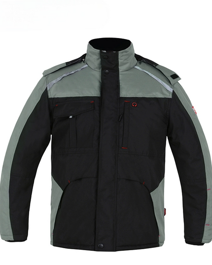 Men's Insulated Work Jacket — Multi-Pocket Windproof Winter Coat