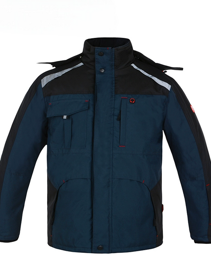 Men's Insulated Work Jacket — Multi-Pocket Windproof Winter Coat