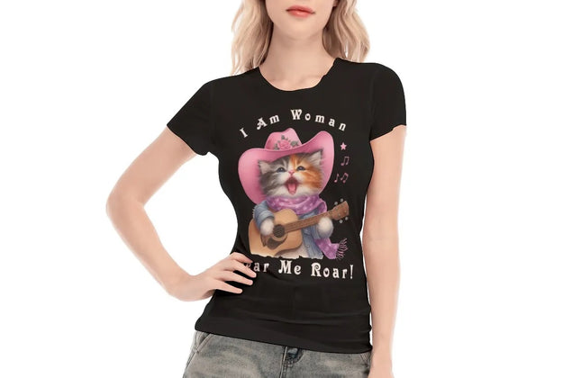 I Am Woman — Cat-Themed Mesh Top