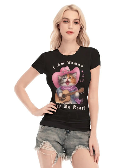 I Am Woman — Cat-Themed Mesh Top