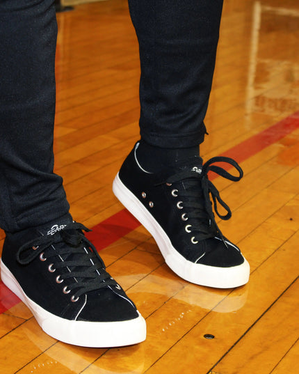 Baskets Rétro Toile Noir & Blanc | Semelle intérieure rembourrée unisexe