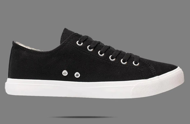 Retro Black & White Canvas Sneakers | Unisex Cushioned Insole