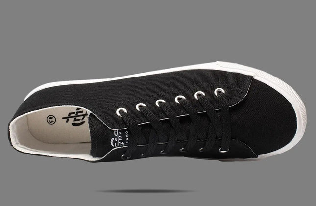 Retro Black & White Canvas Sneakers | Unisex Cushioned Insole