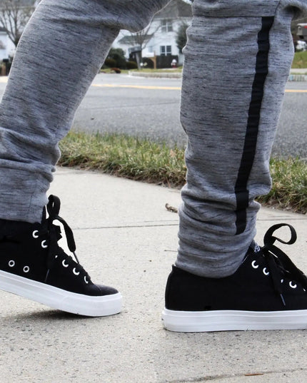 Baskets Rétro Toile Noir & Blanc | Semelle intérieure rembourrée unisexe