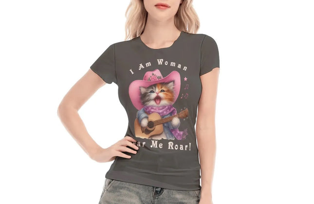 I Am Woman — Cat-Themed Mesh Top