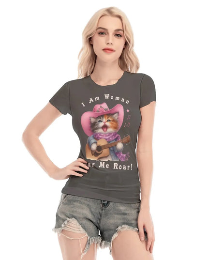 I Am Woman — Cat-Themed Mesh Top