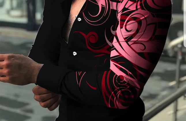 Men’s Slim Fit Printed Long-Sleeve Casual Shirt