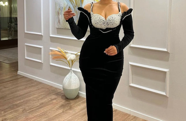 High Quality Beading Women Celebrity Long Maxi Party Night