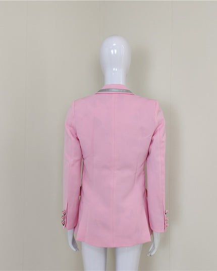 A4564 Elegant Pink Long Sleeve Single Button Slim Winter Wear Women Coat 2021