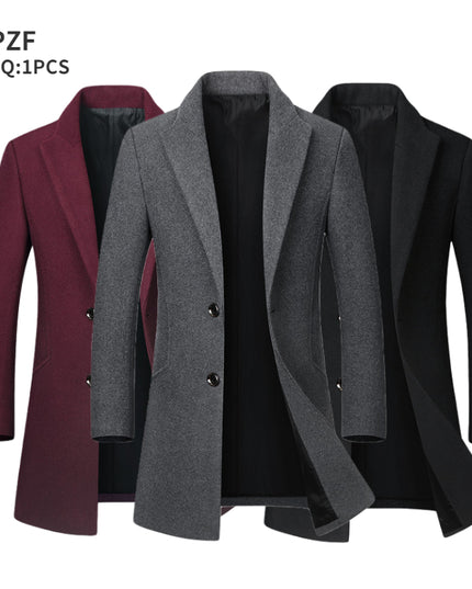 Factory Wholesale 2024 Men Wool Trench Coat Slim Overcoat Warm Winter Long Men's