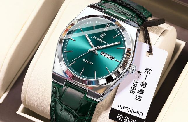 Men's 40mm Quartz Watch with Luminous Hands & Calendar