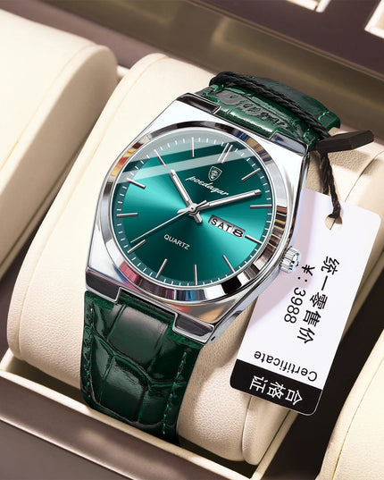 Men's 40mm Quartz Watch with Luminous Hands & Calendar
