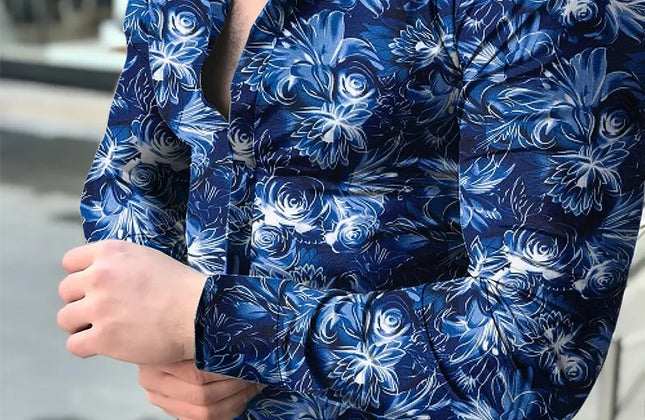 Men Hawaiian Long Sleeve Shirt - Constantin & Crys