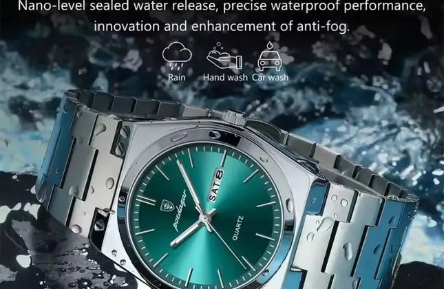 Men's 40mm Quartz Watch with Luminous Hands & Calendar