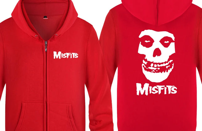 The MISFITS Punk Rock Music Hoodie Sweatshirts Men Fashion Mens Zipper