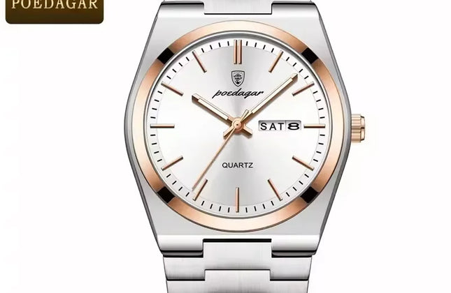 Men's 40mm Quartz Watch with Luminous Hands & Calendar