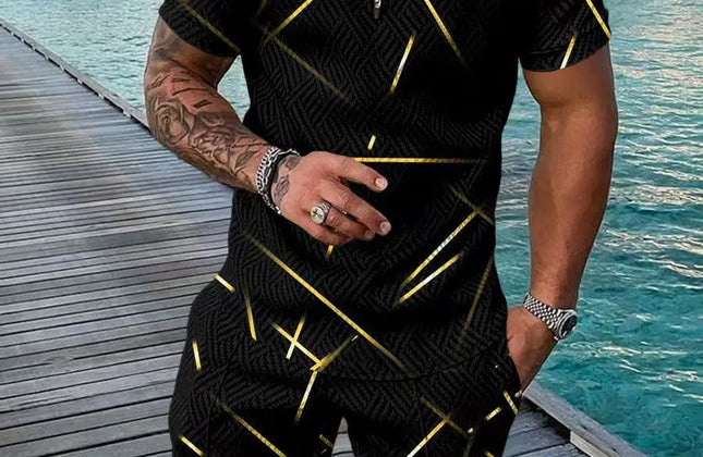 Casual Men Clothing Two Piece Set Shorts Summer T Shirt and Short Set Men