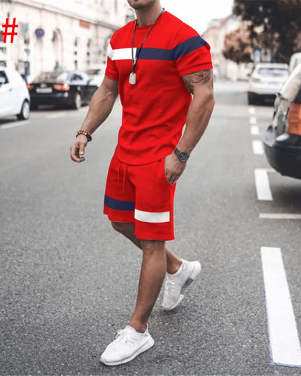 Casual Men Clothing Two Piece Set Shorts Summer T Shirt and Short Set Men