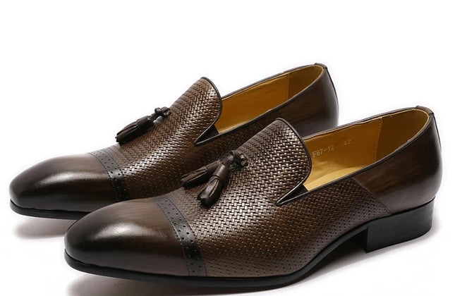 Handmade Tassels Genuine Leather Loafers Shoes Crocodile Casual Shoes for